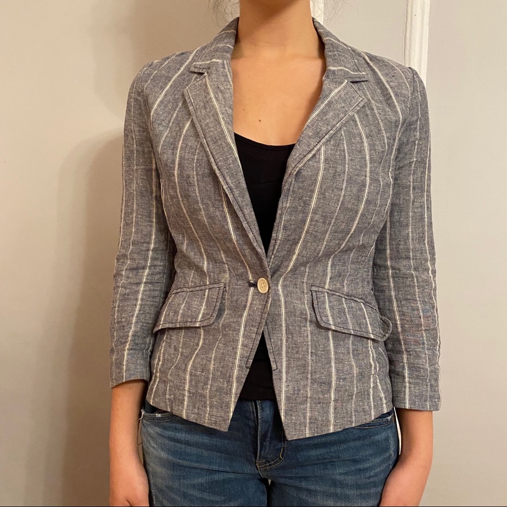 American Eagle striped blazer gray